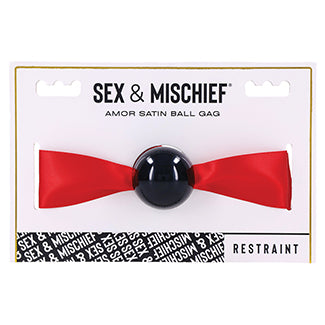 Amor Satin Ball Gag - Red
