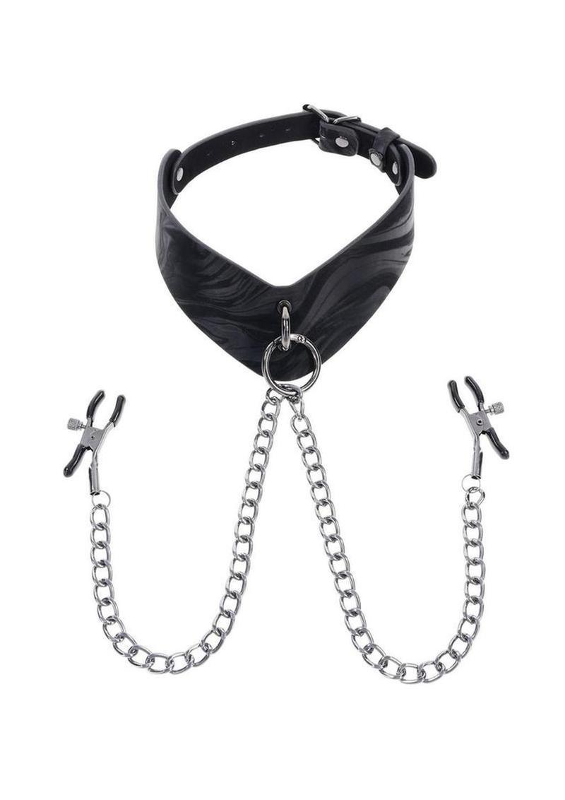 Velvet Noir Collar & Removable Clamps - Black